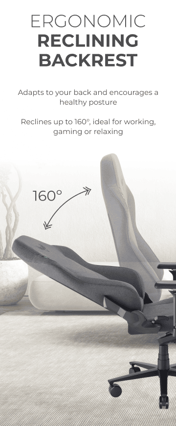 Ergonomic backrest reclining to 160&deg; to adjust posture